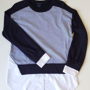 French Connection Sweater with Shirt Details